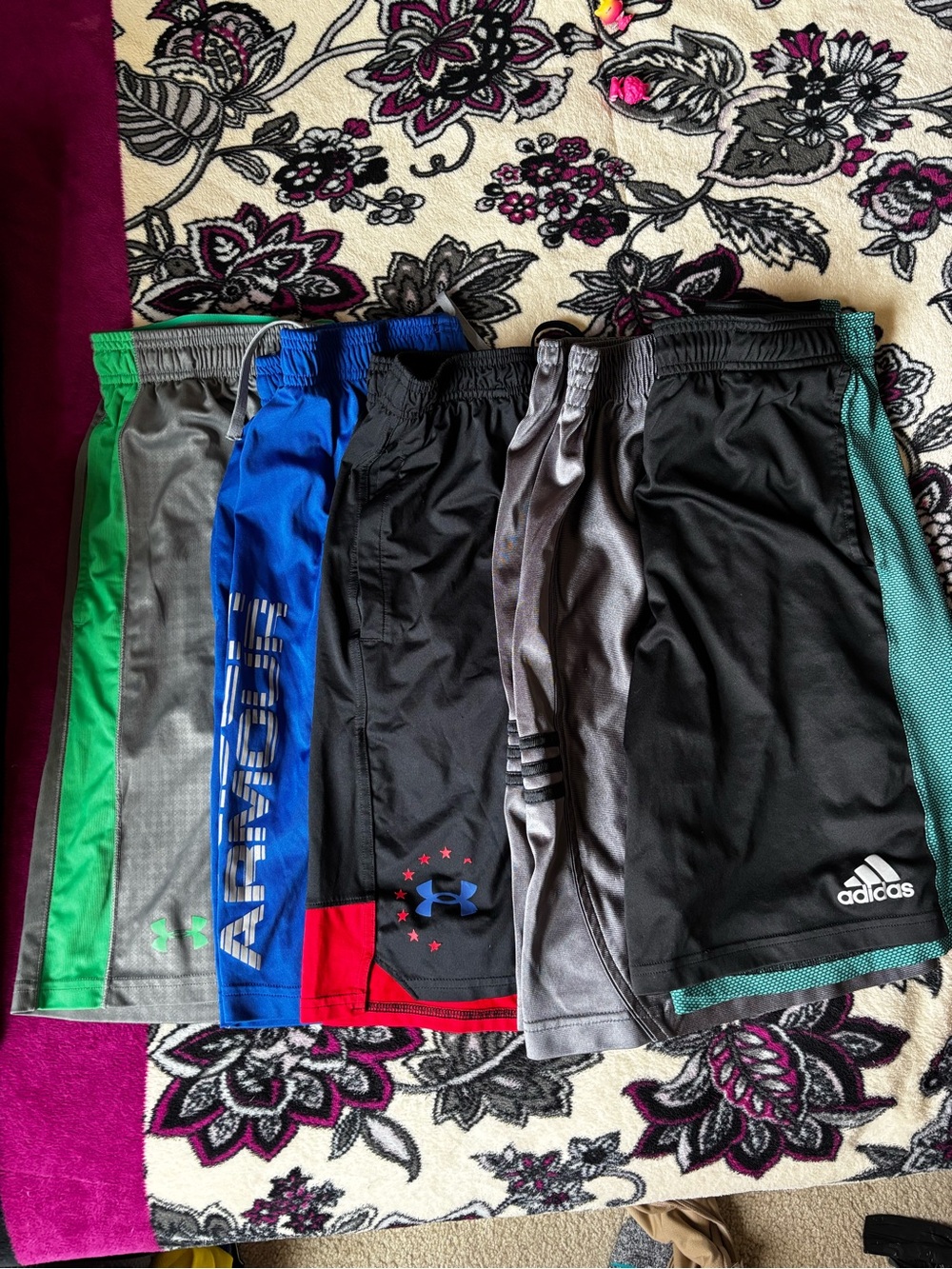 Assorted mens Athletic Shorts - Black, Blue, Green, Gray - Under Armour & Adidas